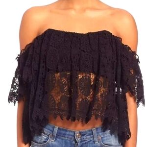 Tularosa black crochet lace Amelia top, NWT size M